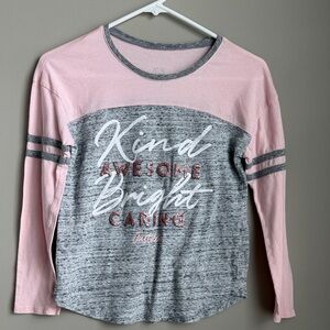 Girls Justice Pink, Gray, Glitter 'Kind Awesome Bright Caring' Long Sleeve Top